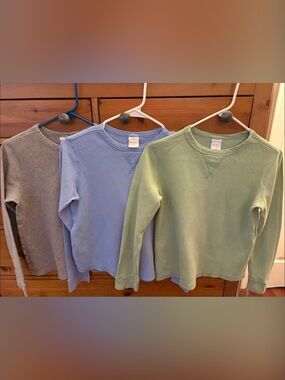 Kids Long-Sleeve Thermal Top - Sage Green / Light Blue / Gray - Hanna Anderson